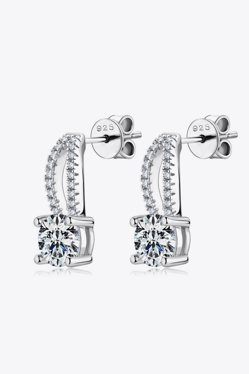 1 Carat Moissanite 925 Sterling Silver Earrings Silver One Size