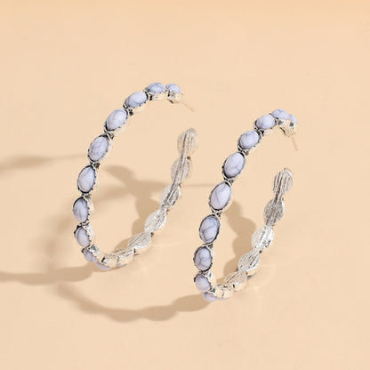 Artificial Turquoise C-Hoop Earrings White One Size