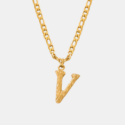 Titanium Steel Letter Pendant Necklace Style V One Size