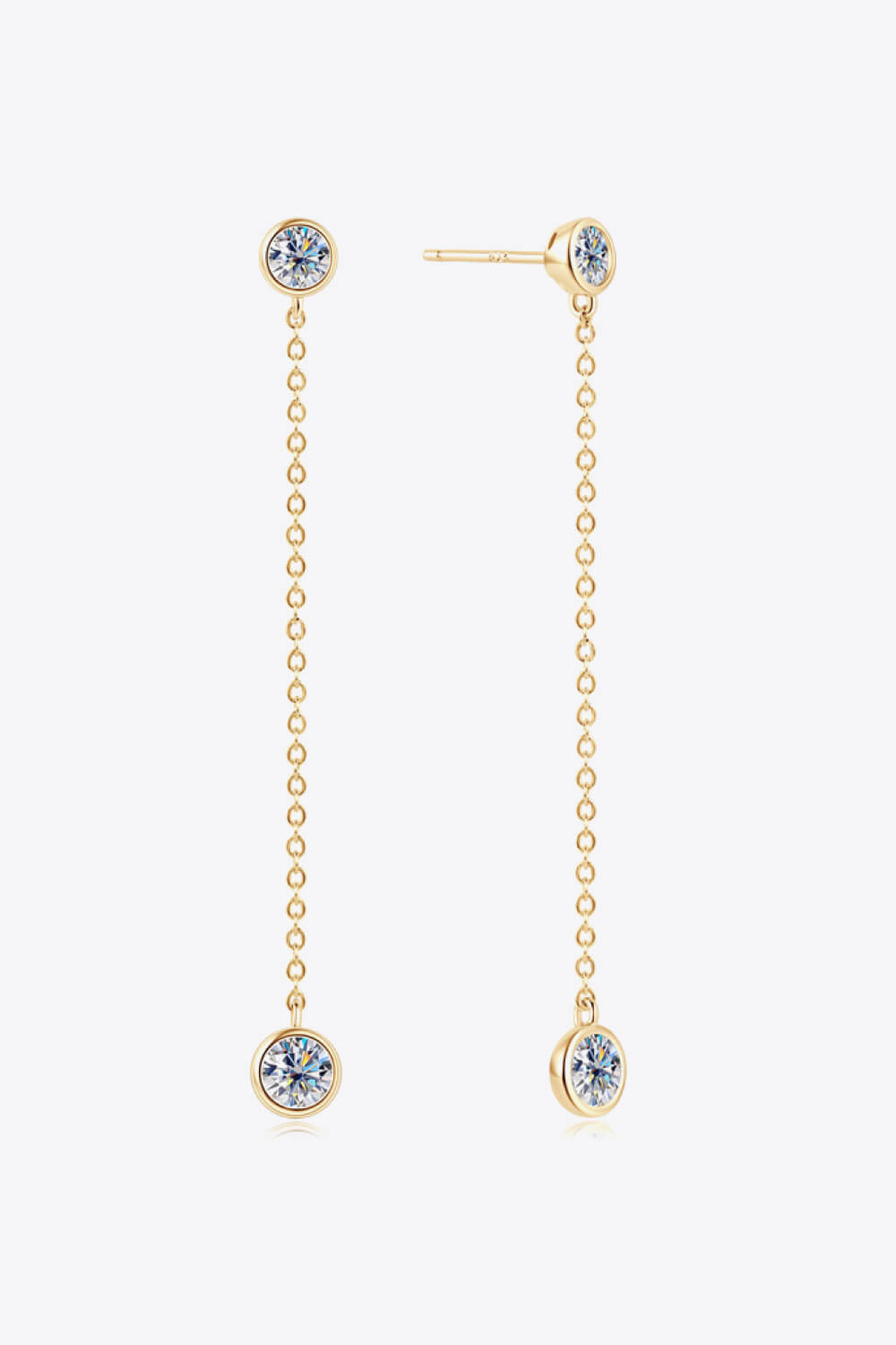 Adored Moissanite Chain Earrings Gold One Size