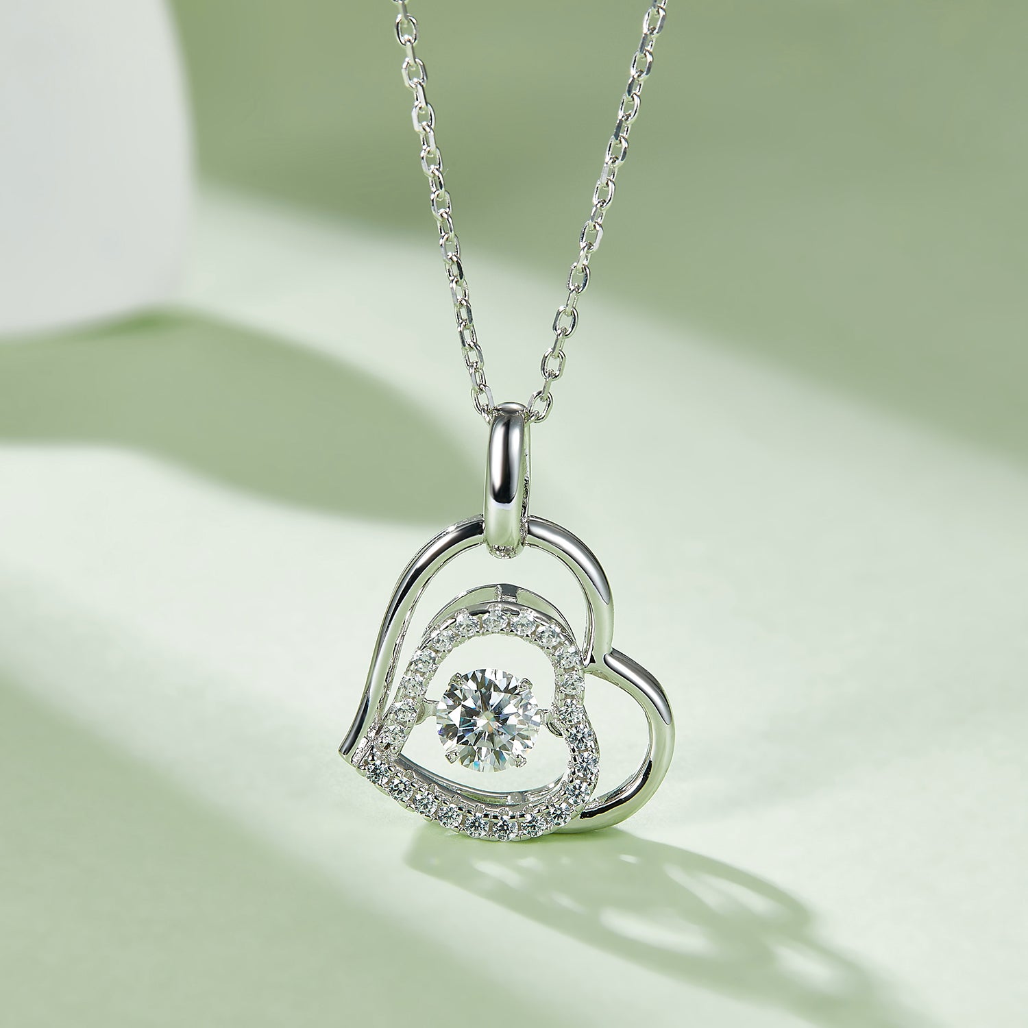 Moissanite 925 Sterling Silver Heart Necklace Silver One Size