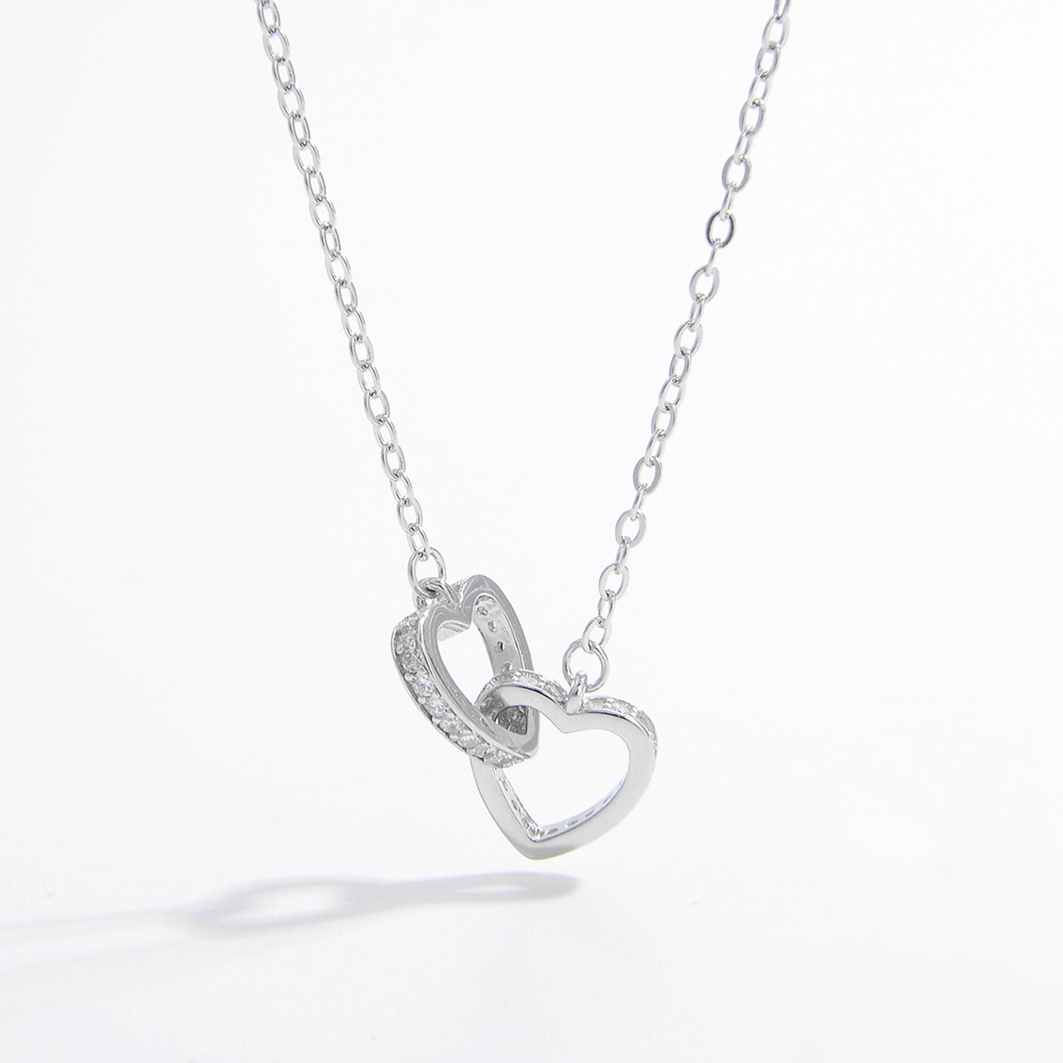 925 Sterling Silver Inlaid Zircon Heart Necklace Silver One Size