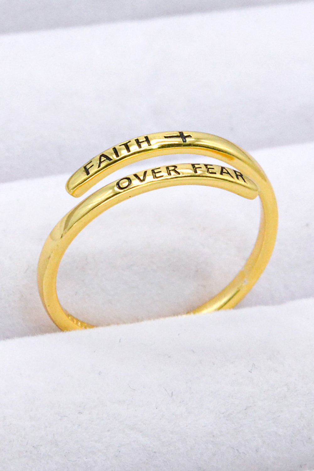FAITH OVER FEAR Bypass Ring Gold One Size