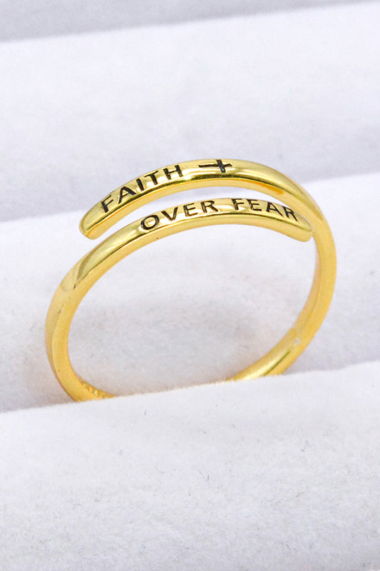 FAITH OVER FEAR Bypass Ring Gold One Size