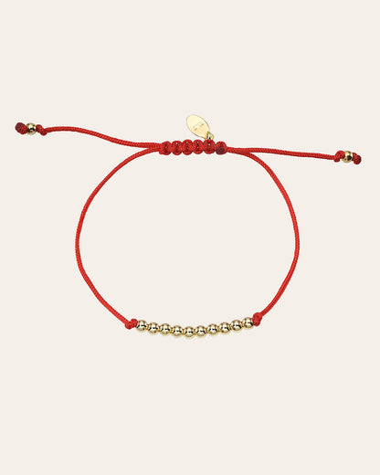 14K Gold Bead Row Fortune Bracelet Red