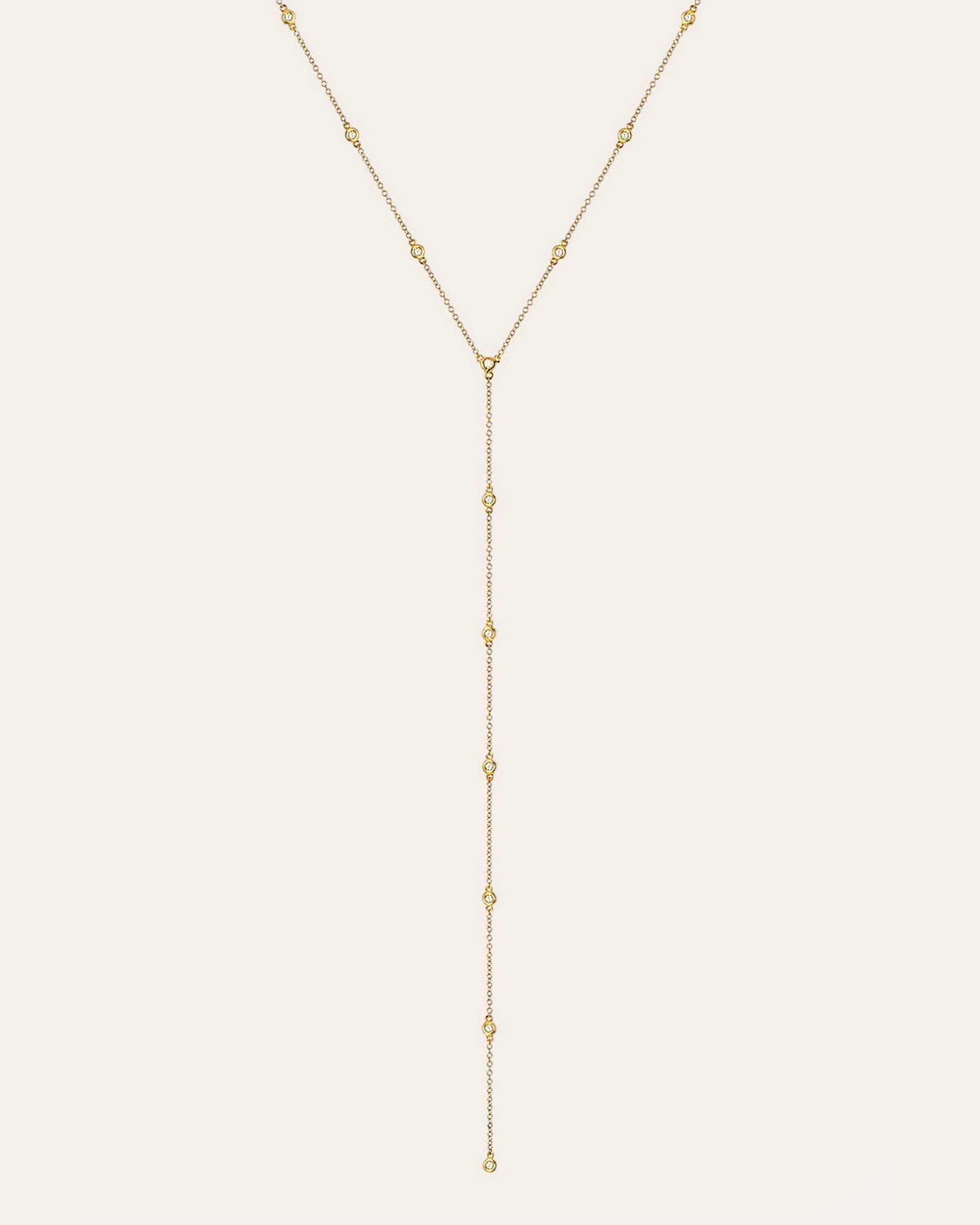 14k Gold Bezel Diamond by the Yard Lariat Necklace