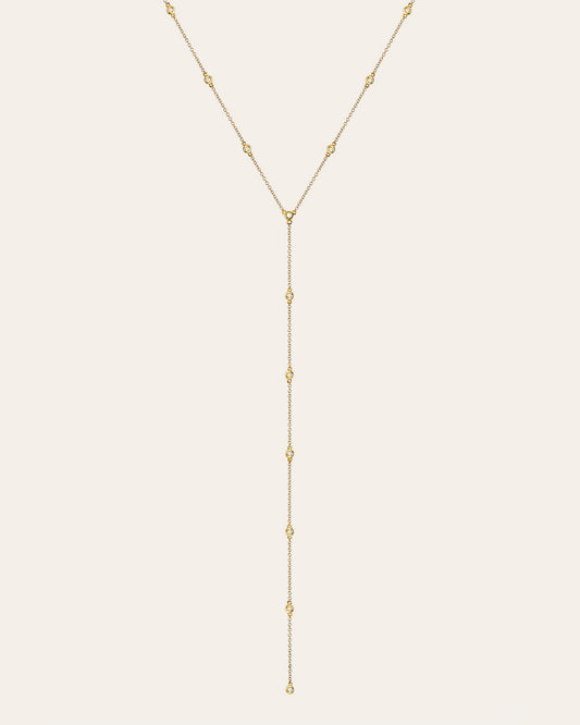 14k Gold Bezel Diamond by the Yard Lariat Necklace