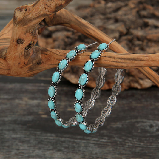 Artificial Turquoise C-Hoop Earrings Teal One Size