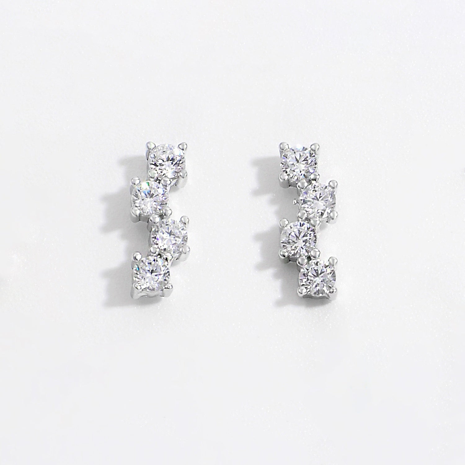 925 Sterling Silver Inlaid Zircon Stud Earrings Silver One Size
