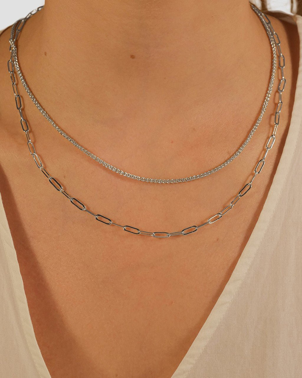 Emery Paperclip & Curb Chain Layered Necklace