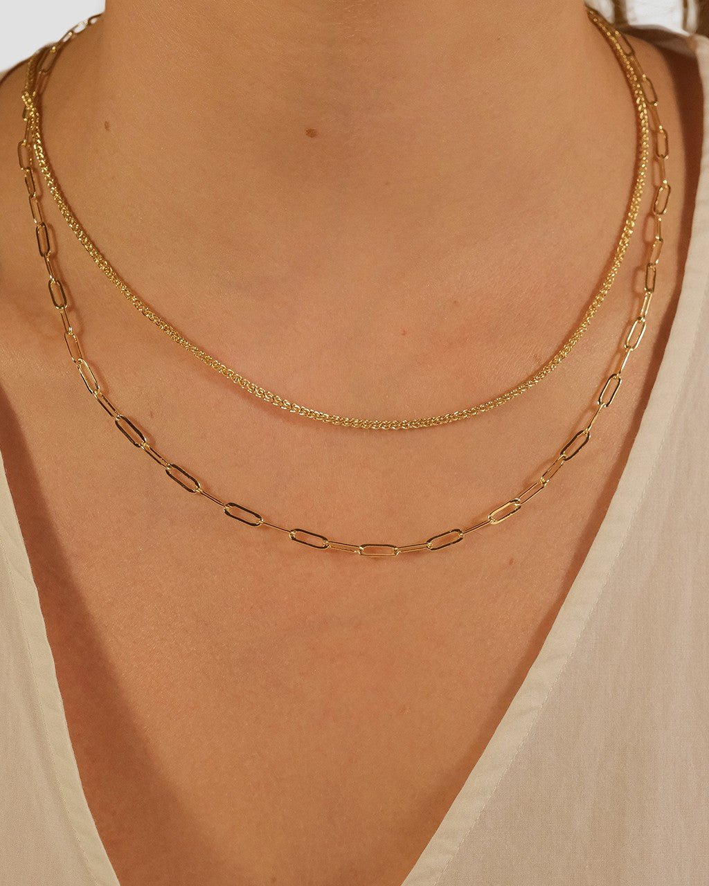 Emery Paperclip & Curb Chain Layered Necklace