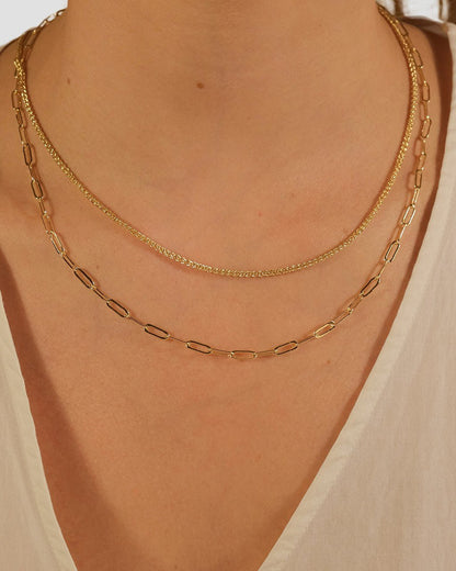 Emery Paperclip & Curb Chain Layered Necklace