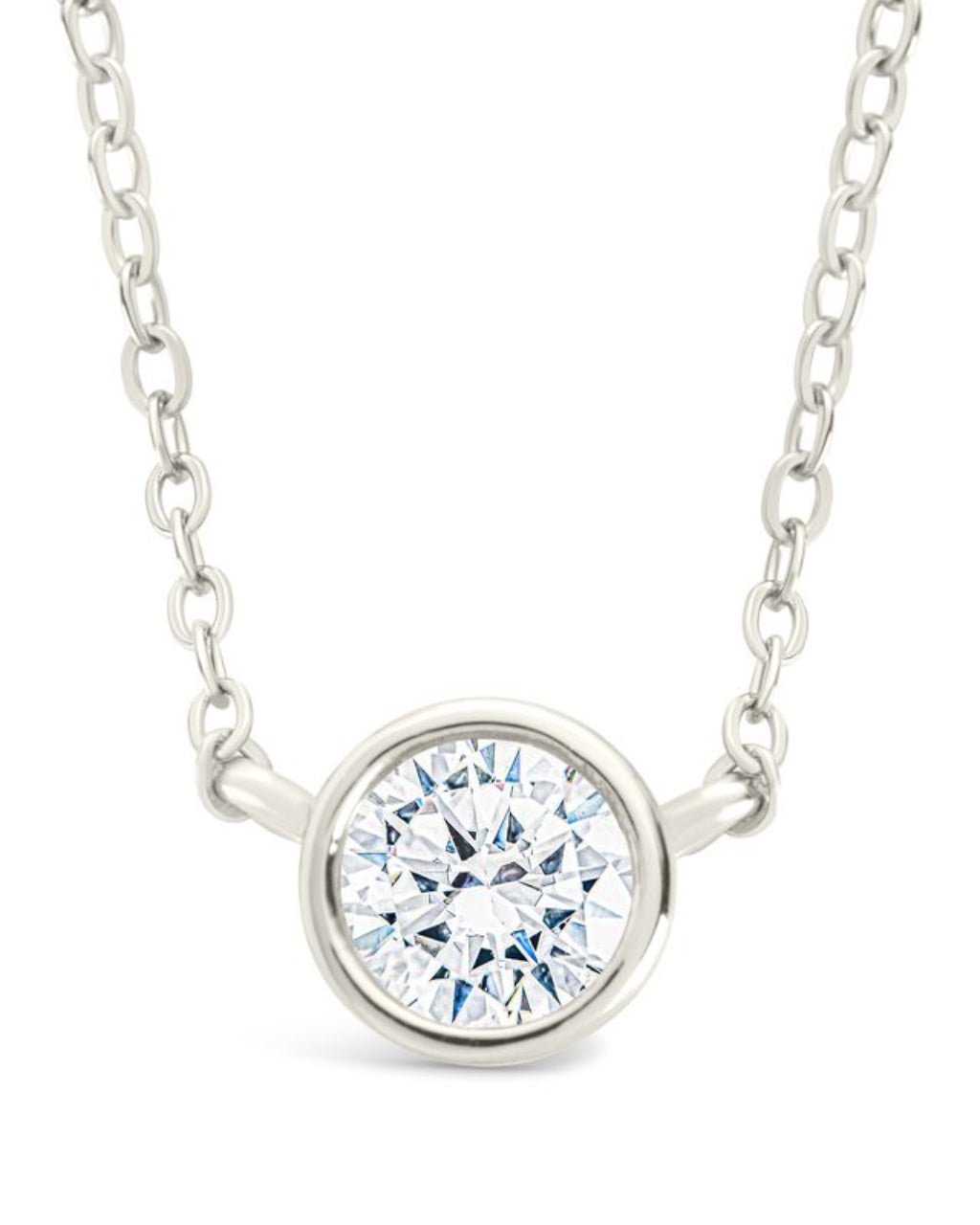 Sterling Silver Round Bezel Set Pendant Silver