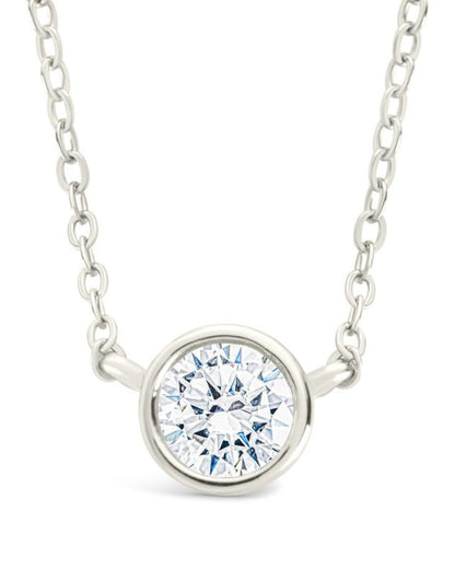 Sterling Silver Round Bezel Set Pendant Silver