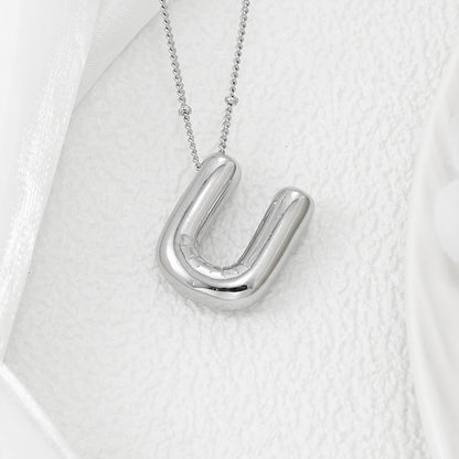 Copper Bubble Letter Pendant Necklace Style U One Size