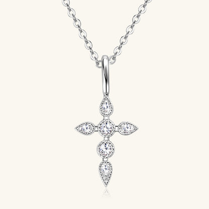 925 Sterling Silver Moissanite Cross Pendant Necklace Silver One Size