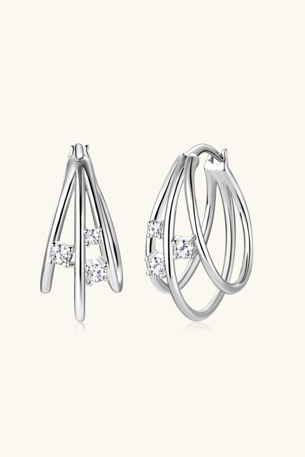 Moissanite 925 Sterling Silver Layered Earrings Silver One Size