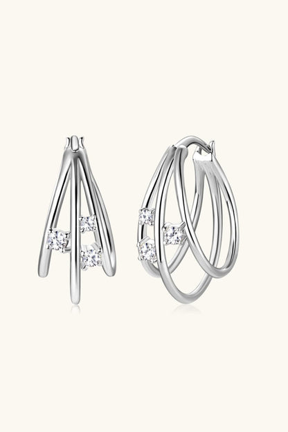 Moissanite 925 Sterling Silver Layered Earrings Silver One Size