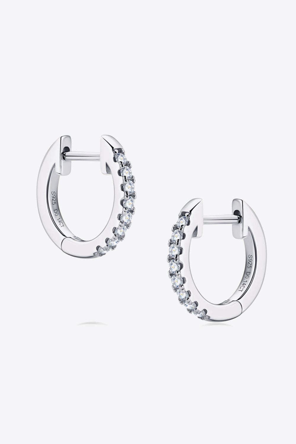 Moissanite 925 Sterling Silver Huggie Earrings Silver One Size