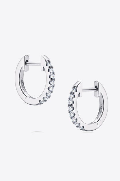 Moissanite 925 Sterling Silver Huggie Earrings Silver One Size