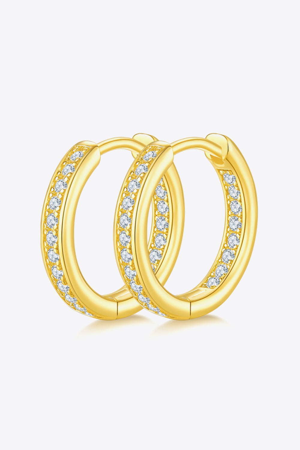 Moissanite 925 Sterling Silver Huggie Earrings Gold One Size