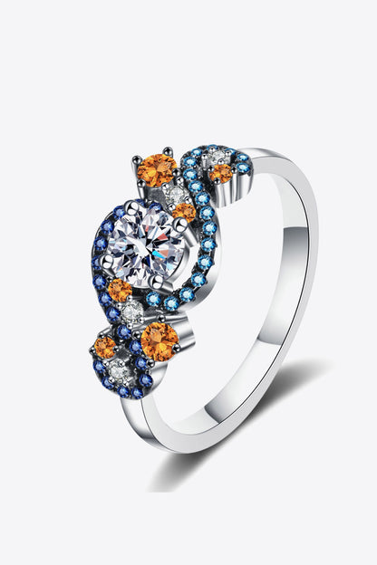 Moissanite Contrast 925 Sterling Silver Ring Silver