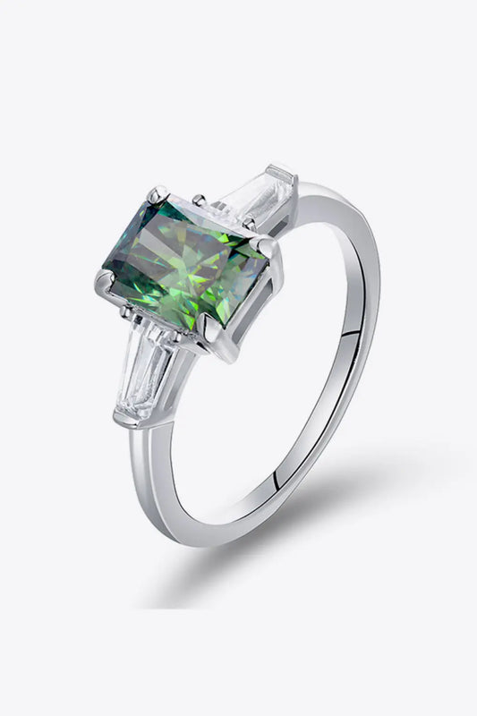 2 Carat Moissanite 925 Sterling Silver Ring Green