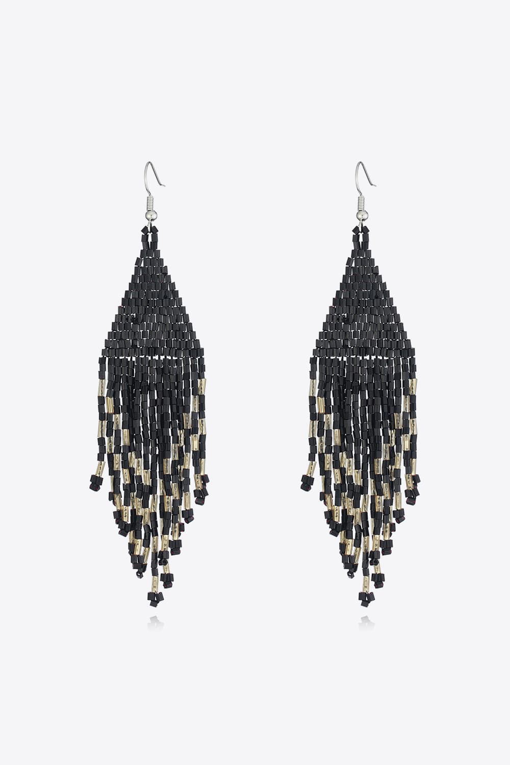 Beaded Dangle Earrings Black One Size