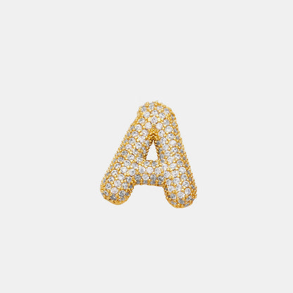 Inlaid Zircon Bubble Initial Necklace Style A One Size