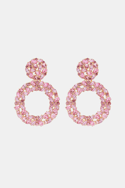Round Shape Acrylic Dangle Earrings Blush Pink One Size