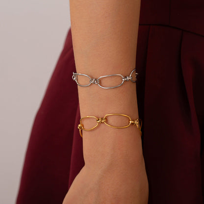 Titanium Steel Chain Bracelet Silver One Size