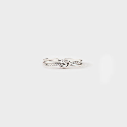 925 Sterling Silver Double-Layered Knot Ring Silver