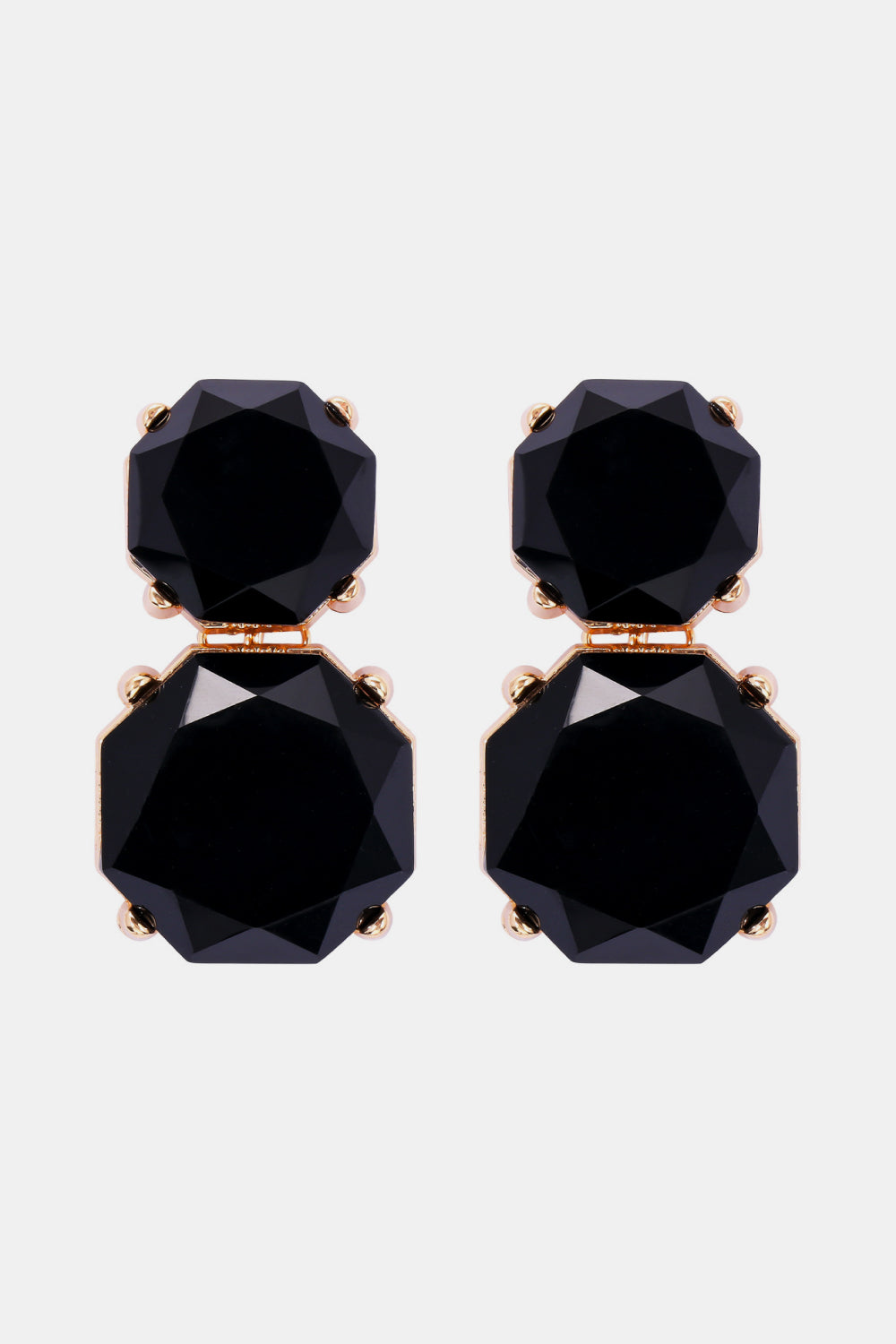 Geometrical Shape Zinc Alloy Frame Dangle Earrings Black One Size