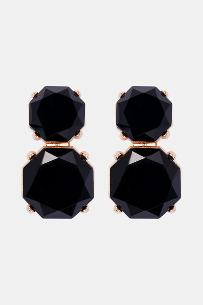 Geometrical Shape Zinc Alloy Frame Dangle Earrings Black One Size