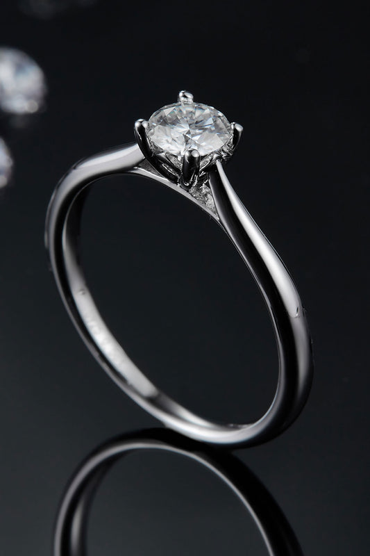 Moissanite 925 Sterling Silver Solitaire Ring Silver