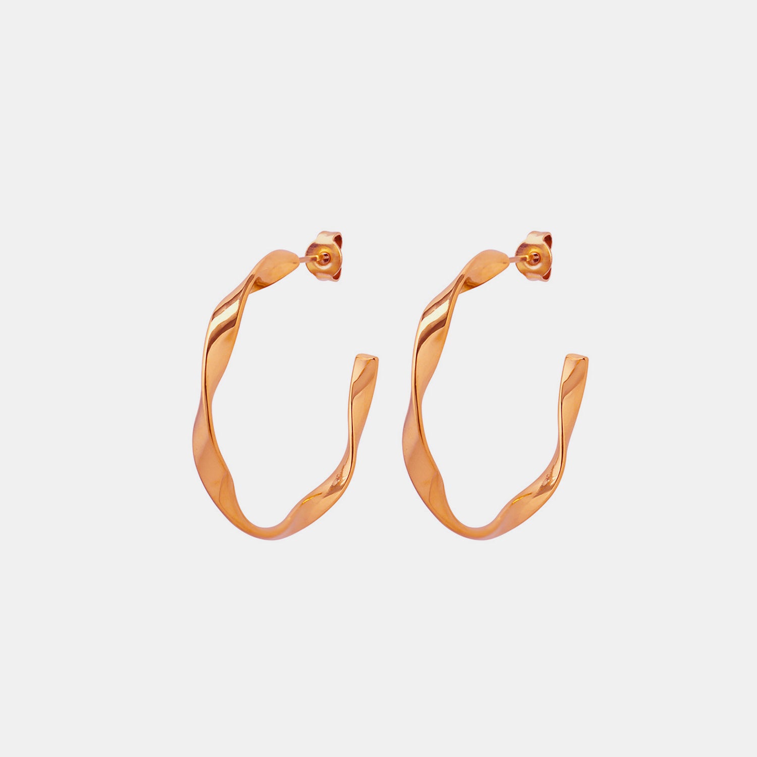 Titanium Steel C-Hoop Earrings Rose Gold One Size