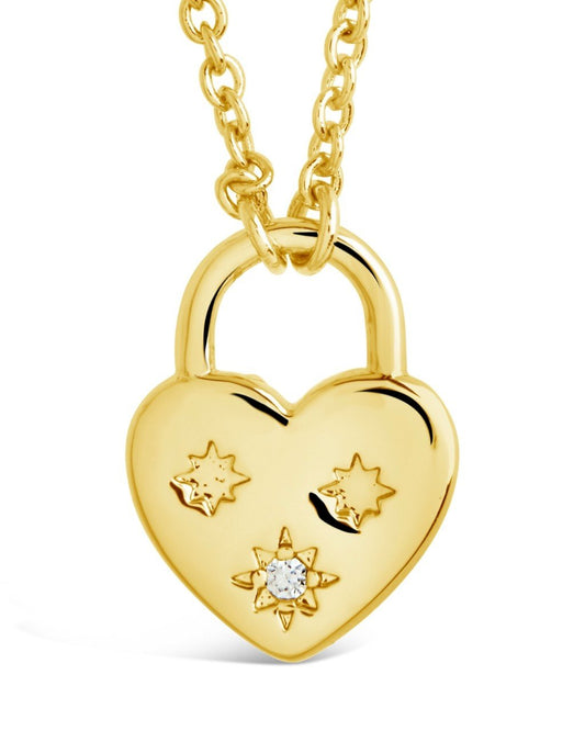 Josephine CZ Heart Locket Pendant Necklace Gold
