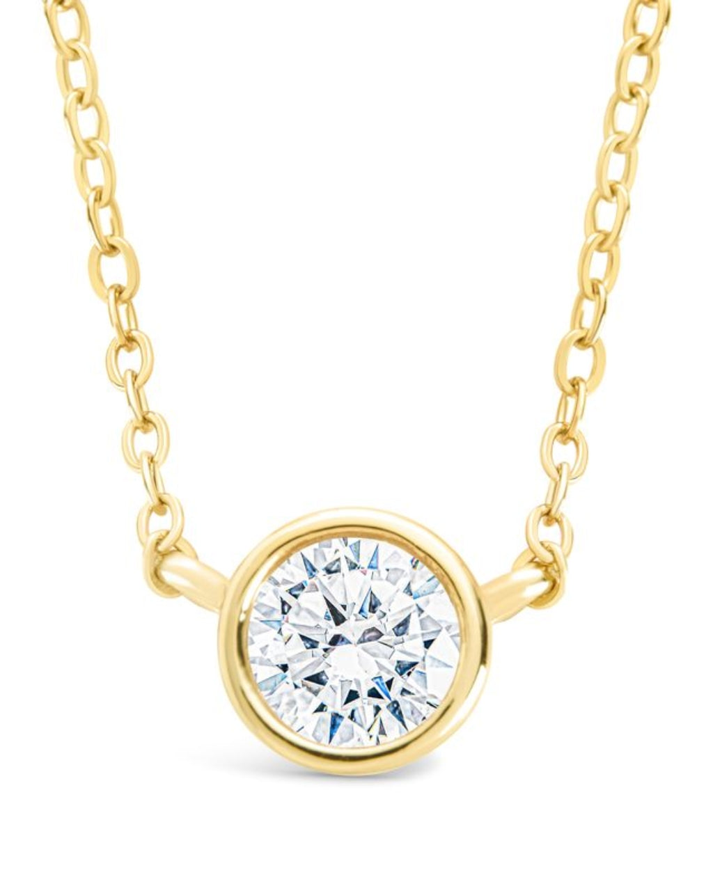 Sterling Silver Round Bezel Set Pendant Gold