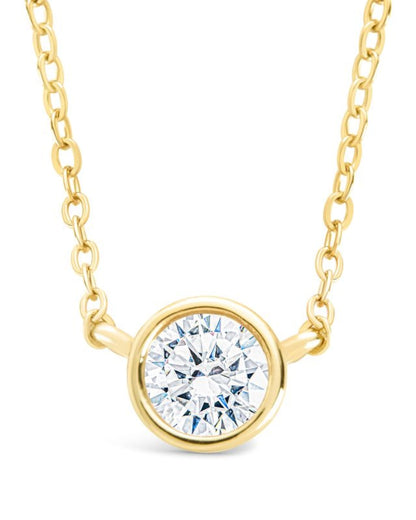 Sterling Silver Round Bezel Set Pendant Gold
