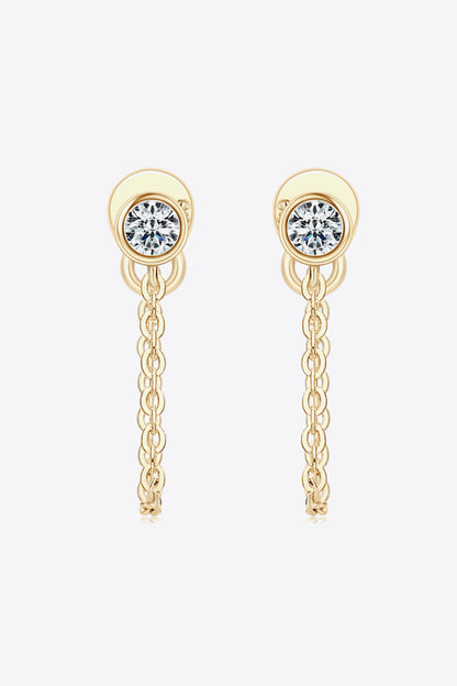 Inlaid Moissanite Chain Earrings Gold One Size