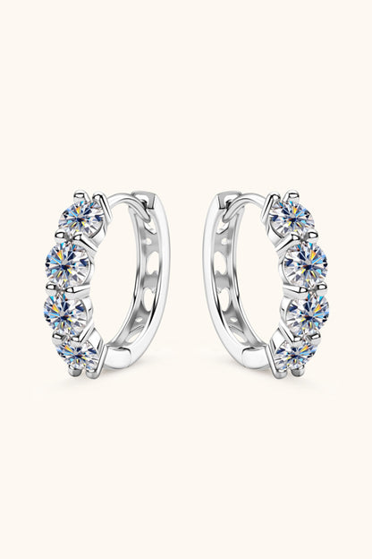 2.4 Carat Moissanite Huggie Earrings Silver One Size