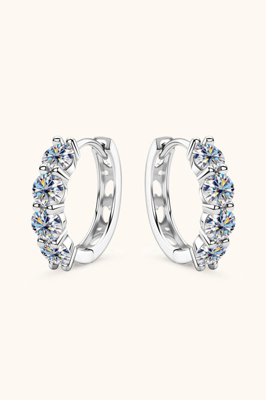2.4 Carat Moissanite Huggie Earrings Silver One Size