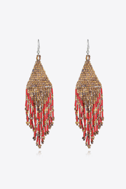 Beaded Dangle Earrings Gold One Size