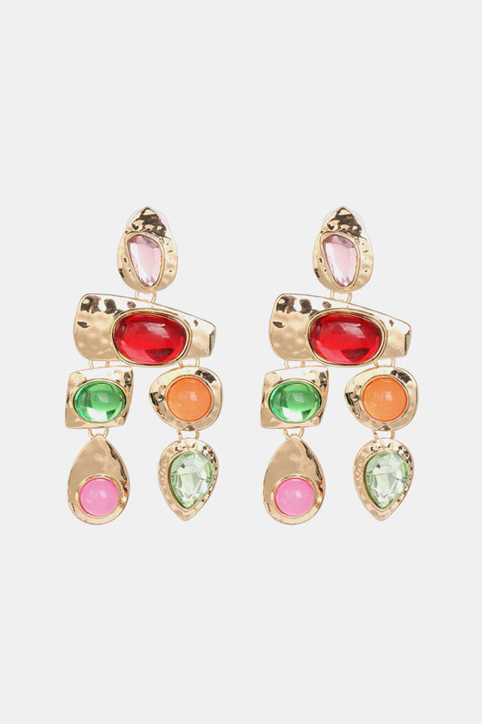 Geometrical Zinc Alloy Frame Resin Dangle Earrings Multicolor One Size