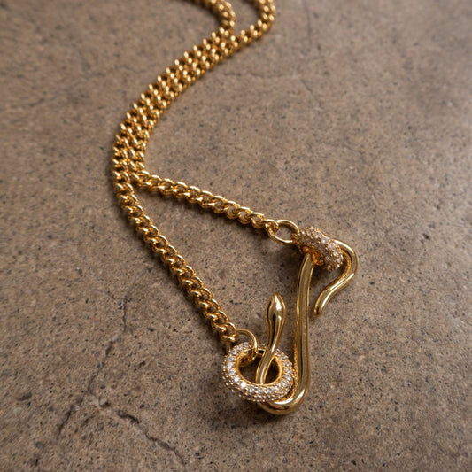 18K Gold-Plated Copper Inlaid Zircon Necklace Style A One Size