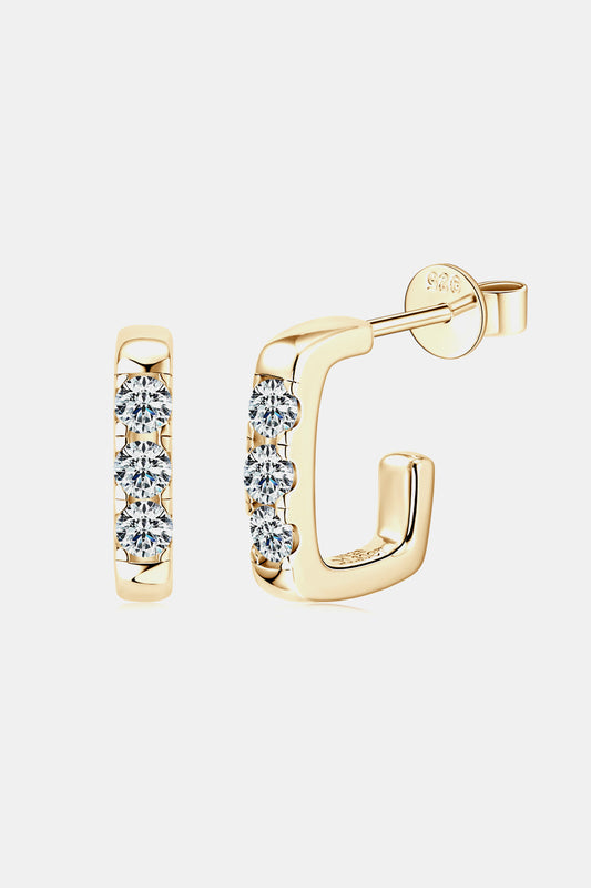 Moissanite 925 Sterling Silver Geometrical Huggie Earrings Gold One Size