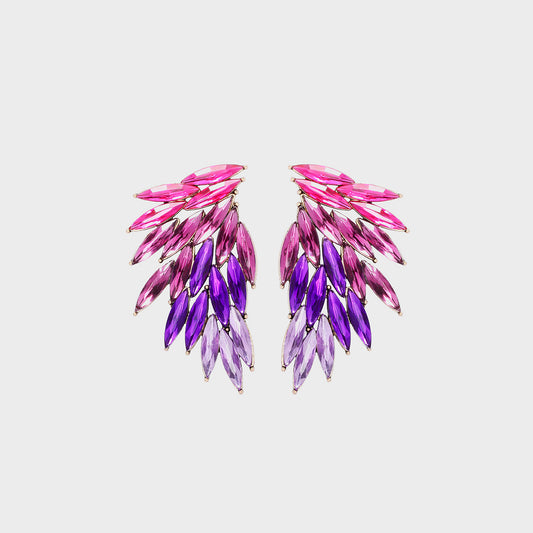 Alloy Acrylic Wing Earrings Lavender One Size