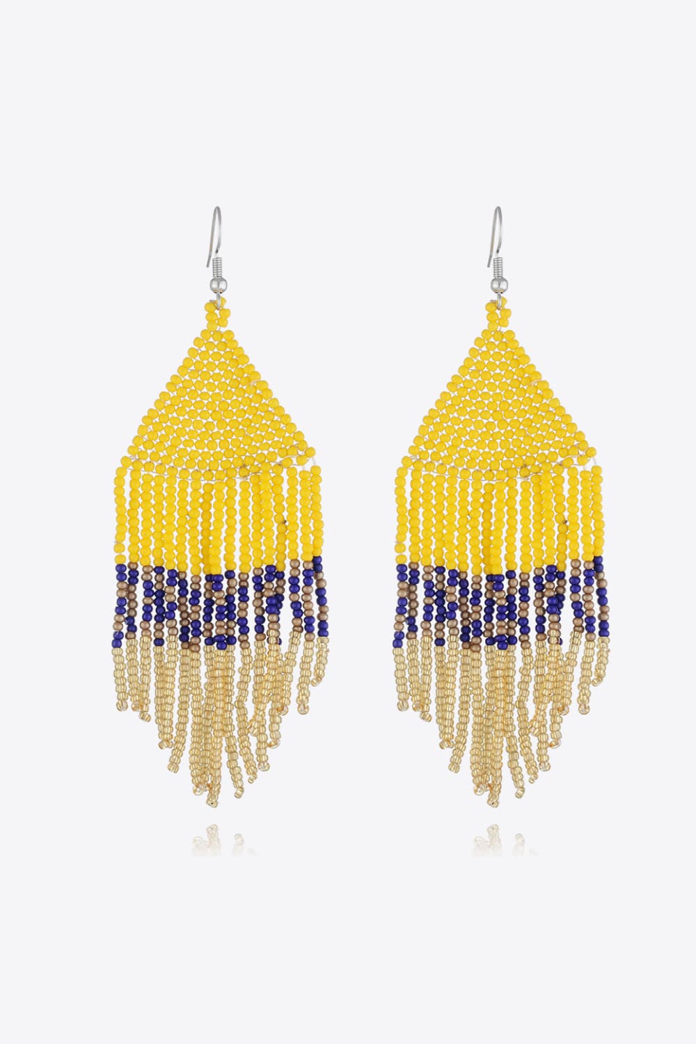 Beaded Dangle Earrings Yellow One Size