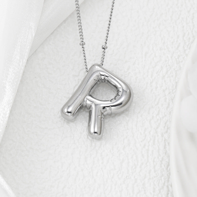 Copper Bubble Letter Pendant Necklace Style R One Size