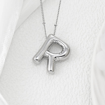 Copper Bubble Letter Pendant Necklace Style R One Size
